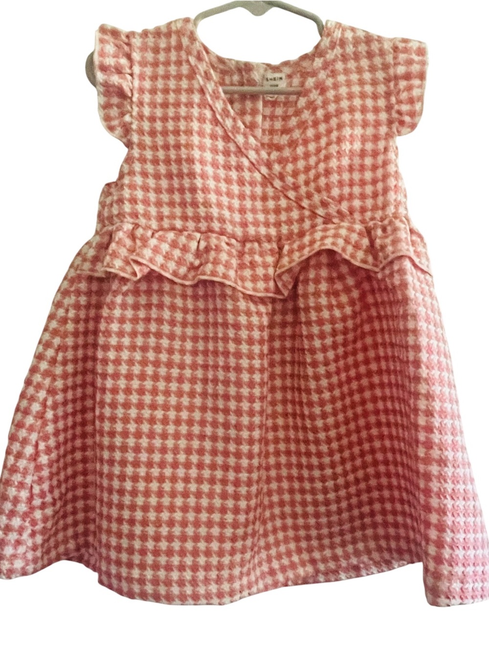 SHEIN Girls Pink Houndstooth Ruffle Dress Size 2-3Y